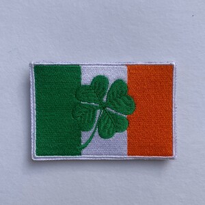 Parche de bandera irlandesa - Trébol - con respaldo de velcro