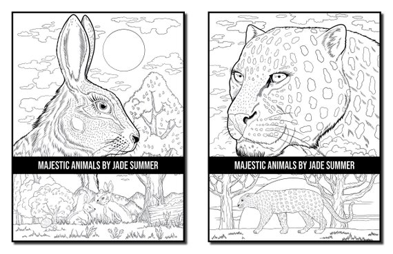 Pages de coloriage d'animaux : Livre de coloriage pour adultes d'animaux  majestueux par Jade Summer 25 pages de coloriage numériques imprimables,  téléchargement PDF -  France