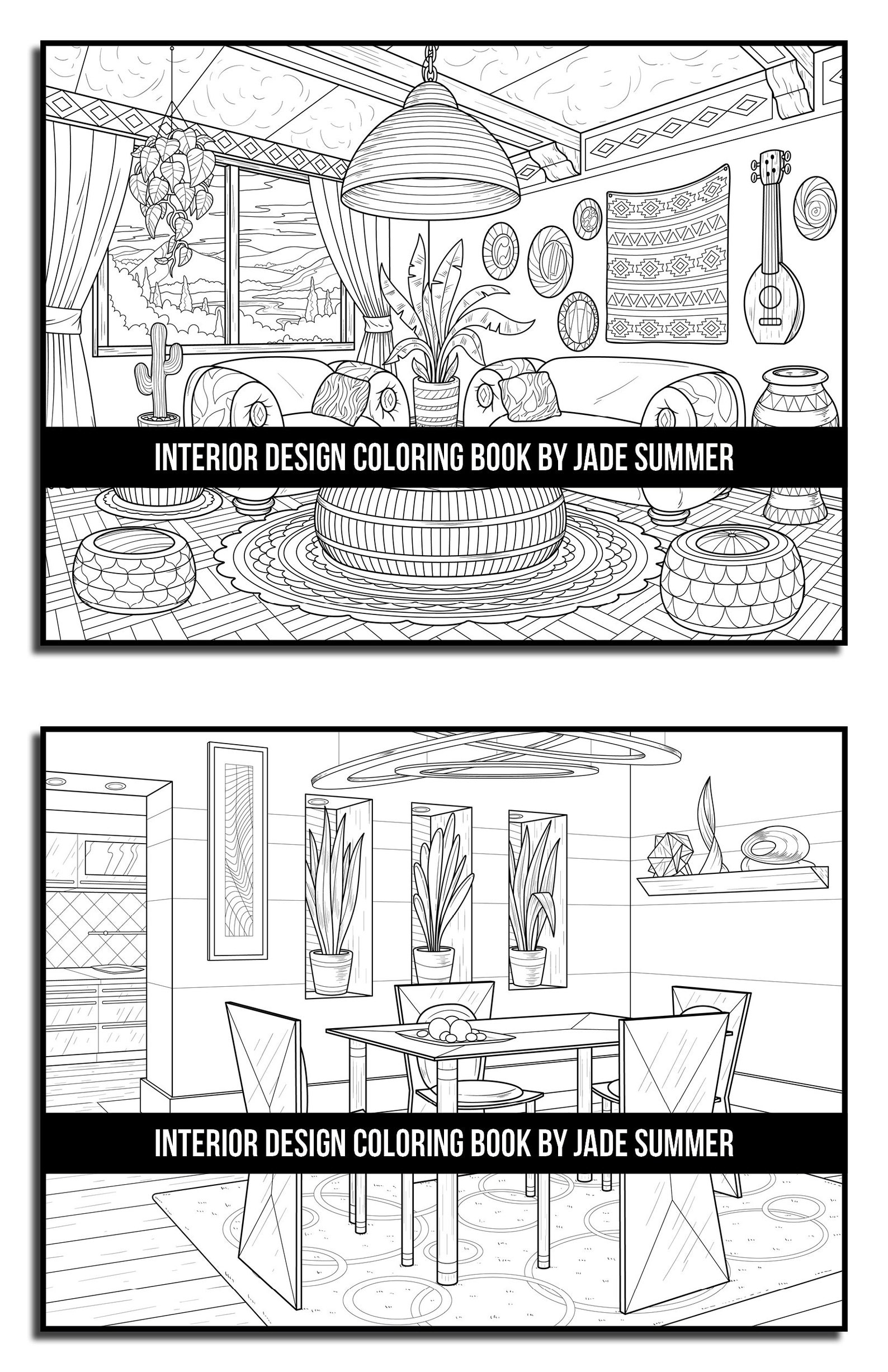 Interior Design Coloring Pages Interior Design Adult Coloring Etsy