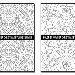 Color by Number Coloring Pages: Christmas Adult Coloring Book by Jade Summer 50 Digital Coloring Pages Printable, PDF Download image 2