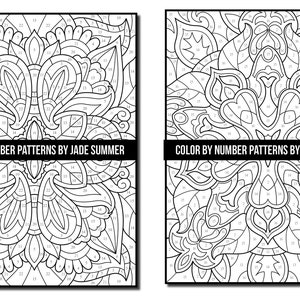 Color by Number Coloring Pages: Patterns Adult Coloring Book by Jade Summer 50 Digital Coloring Pages Printable, PDF Download image 5