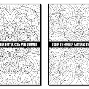 Color by Number Coloring Pages: Patterns Adult Coloring Book by Jade Summer 50 Digital Coloring Pages Printable, PDF Download image 9