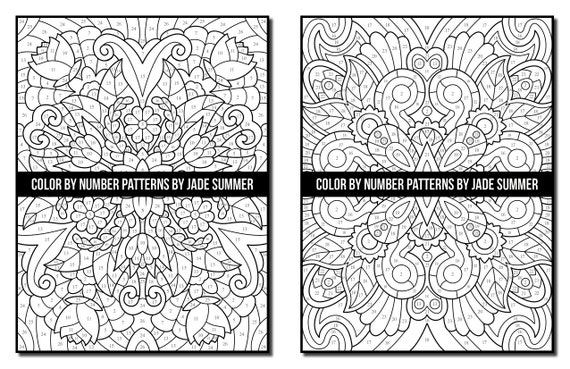 Color by Number Coloring Pages: Patterns Adult Coloring Book by Jade Summer  50 Digital Coloring Pages printable, PDF Download 