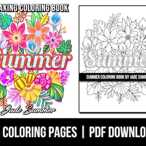 Coloring Pages: Summer Adult Coloring Book by Jade Summer 25 Digital ...