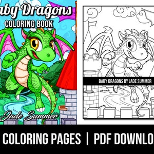 Fantasy Coloring Pages: Baby Dragons Adult Coloring Book by Jade Summer | 25 Digital Coloring Pages (Printable, PDF Download)
