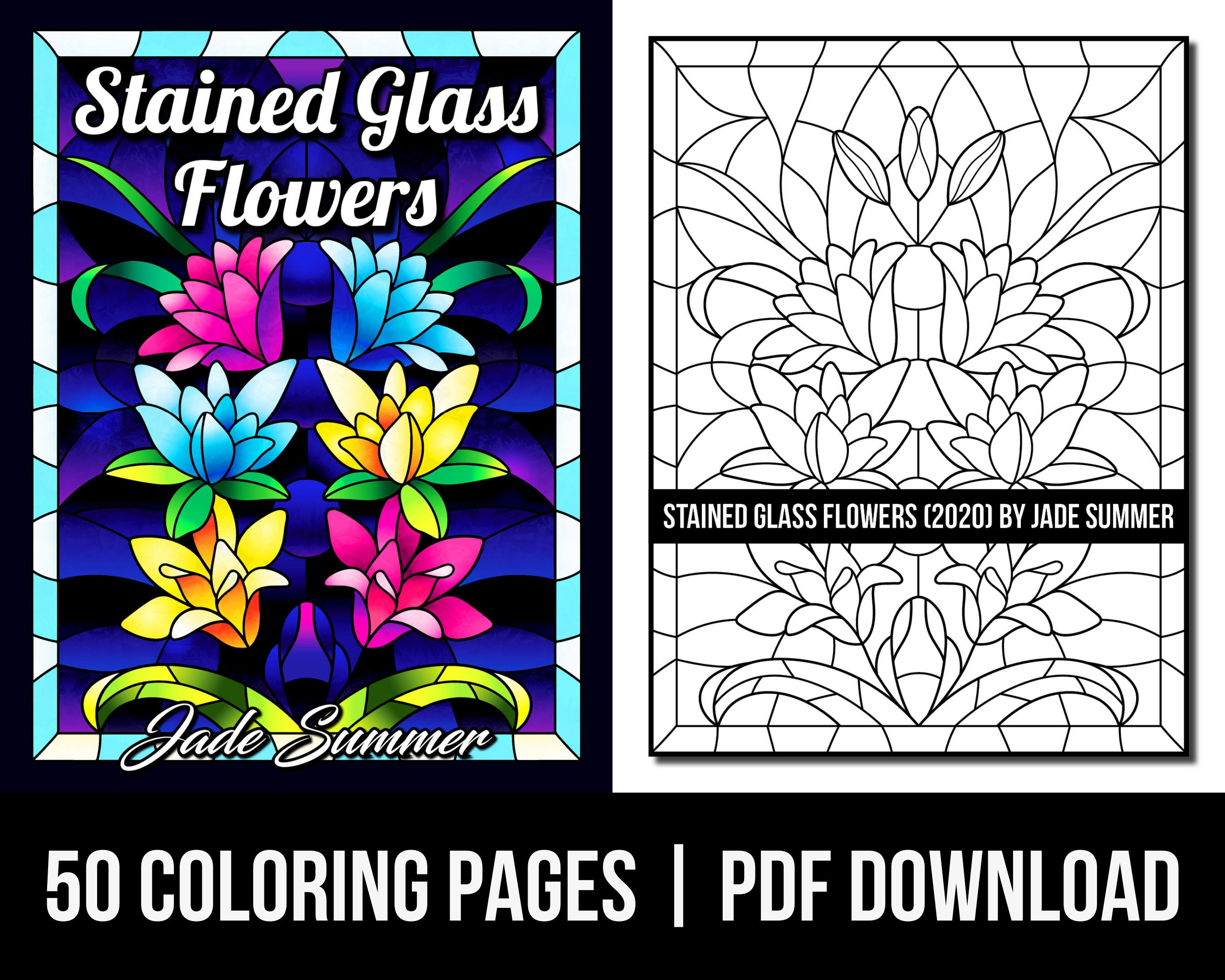 Stained Glass Flower Coloring Pages