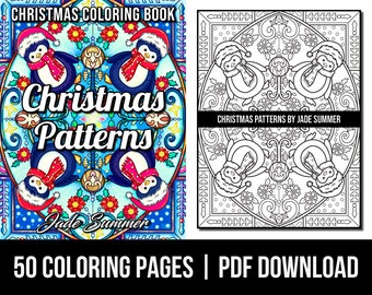 Coloring Pages: Christmas Patterns Adult Coloring Book by Jade Summer | 50 Digital Coloring Pages (Printable, PDF Download)