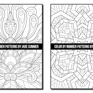 Color by Number Coloring Pages: Patterns Adult Coloring Book by Jade Summer 50 Digital Coloring Pages Printable, PDF Download image 7