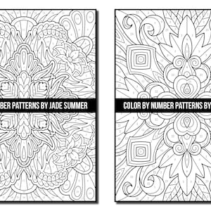 Color by Number Coloring Pages: Patterns Adult Coloring Book by Jade Summer 50 Digital Coloring Pages Printable, PDF Download image 8