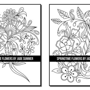 Flower Coloring Pages: Springtime Flowers Adult Coloring Book by Jade Summer 50 Digital Coloring Pages Printable, PDF Download image 5
