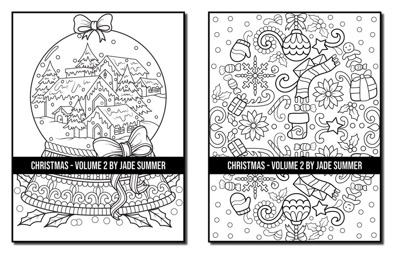 Coloring Pages: Christmas Coloring Book 2 Adult Coloring Book by Jade Summer 45 Digital Coloring Pages Printable PDF Download image 4