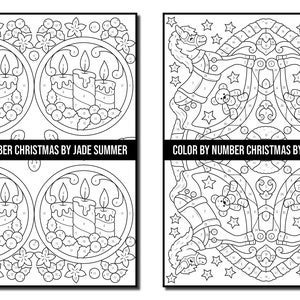 Color by Number Coloring Pages: Christmas Adult Coloring Book by Jade Summer 50 Digital Coloring Pages Printable, PDF Download image 9