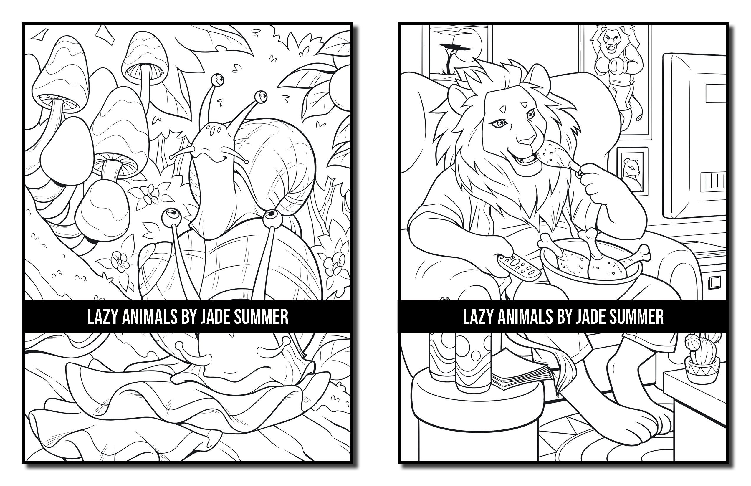 Funny Coloring Pages: Lazy Animals Adult Coloring Book by Jade - Etsy