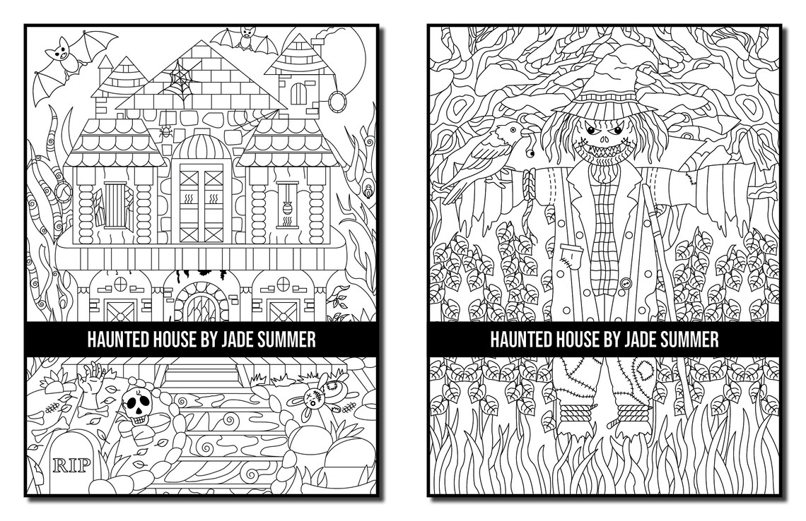 Coloring Pages: Haunted House Adult Coloring Book by Jade - Etsy