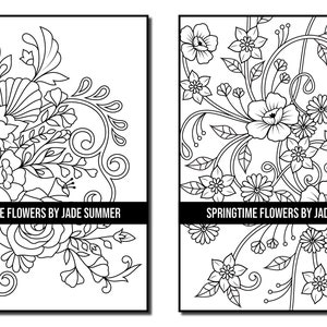 Flower Coloring Pages: Springtime Flowers Adult Coloring Book by Jade Summer 50 Digital Coloring Pages Printable, PDF Download image 8