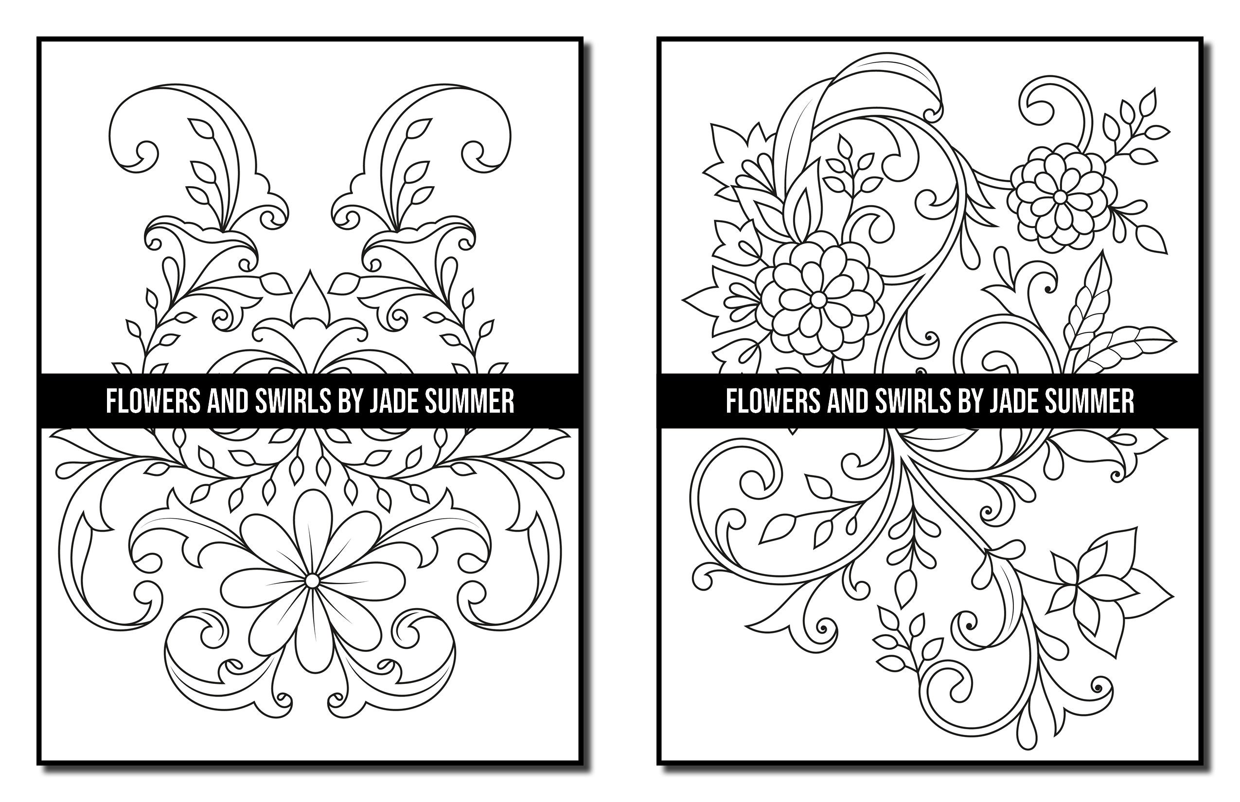 Flower Coloring Pages: Flowers and Swirls Adult Coloring Book - Etsy