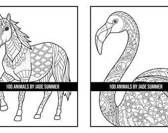 Animal Coloring Pages: 100 Animals Adult Coloring Book by Jade Summer 100  Digital Coloring Pages printable, PDF Download -  Sweden