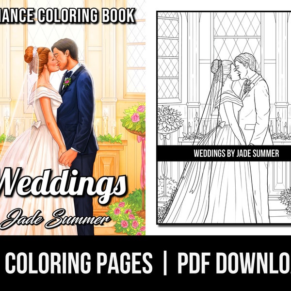 Love Malvorlagen: Hochzeiten Erwachsenen Malbuch von Jade Summer | 25 Digitale Ausmalseiten (Printable, PDF Download)