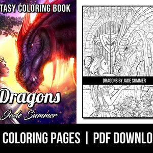 Fantasy Coloring Pages: Dragons Adult Coloring Book by Jade Summer | 25 Digital Coloring Pages (Printable, PDF Download)