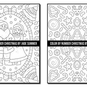 Color by Number Coloring Pages: Christmas Adult Coloring Book by Jade Summer 50 Digital Coloring Pages Printable, PDF Download image 8