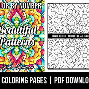 Color by Number Coloring Pages:  Beautiful Patterns Adult Coloring Book by Jade Summer | 50 Digital Coloring Pages Printable PDF Download