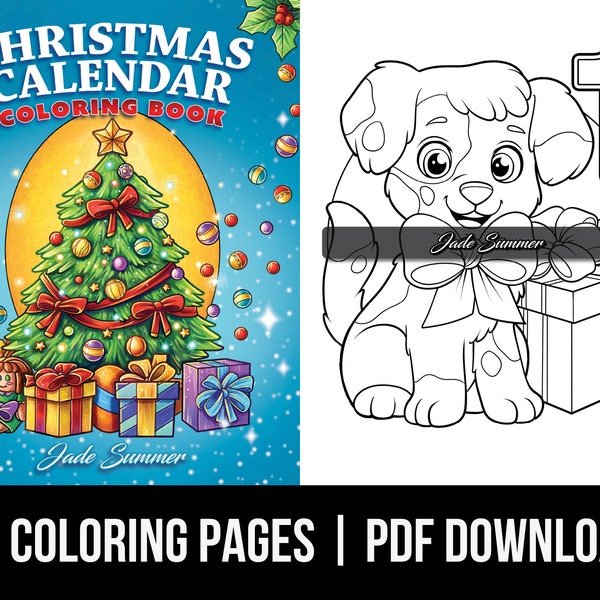 Christmas Coloring Pages: Christmas Calendar Adult Coloring Book by Jade Summer | 50 Digital Coloring Pages (Printable, PDF Download)