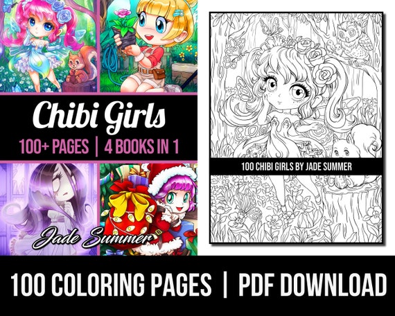 Chibi Manga Livre de coloriage pour les filles: Cute Chibi Girls Coloring  Book