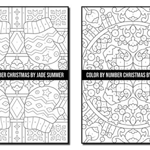 Color by Number Coloring Pages: Christmas Adult Coloring Book by Jade Summer 50 Digital Coloring Pages Printable, PDF Download image 5