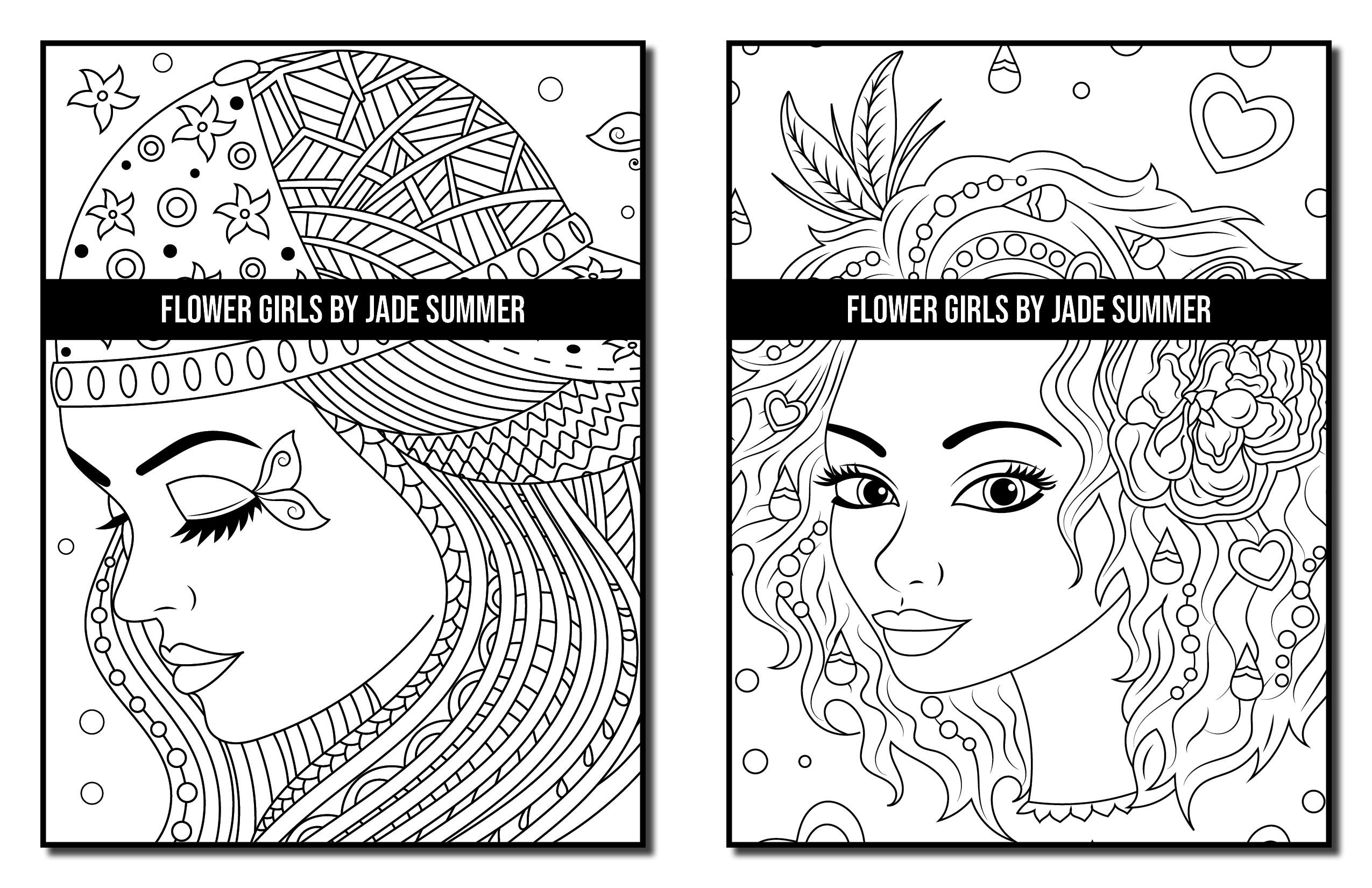 Color by Number Coloring Pages: Flowers Adult Coloring Book by Jade Summer  50 Digital Coloring Pages printable, PDF Download 