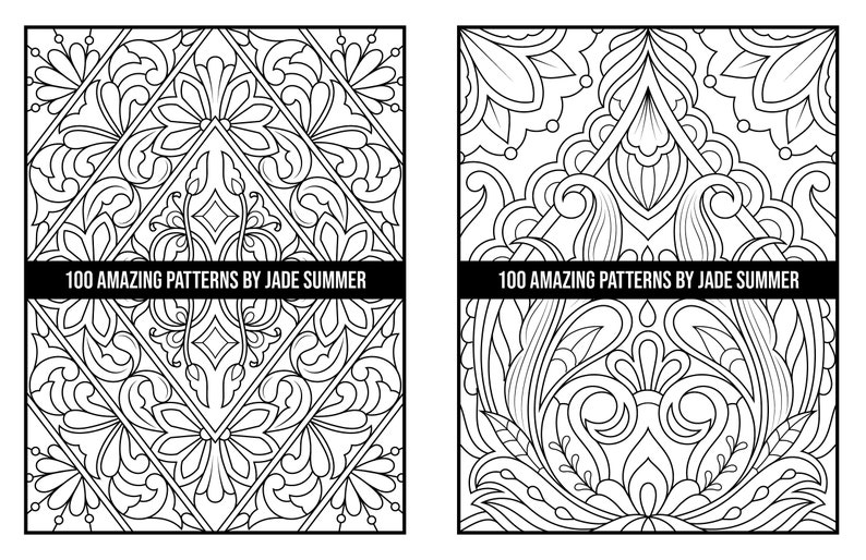 Mandala Coloring Pages: 100 Amazing Patterns Adult Coloring Book by Jade Summer 100 Digital Coloring Pages Printable, PDF Download image 8