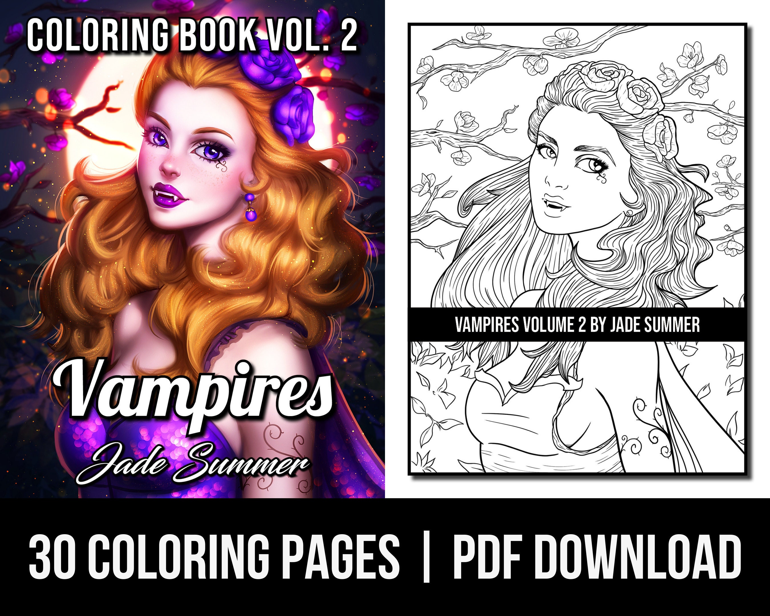 Fantasy Coloring Pages: Vampires 2 Adult Coloring Book by - Etsy Australia