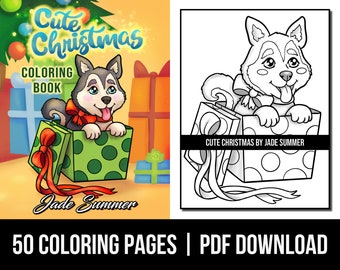 Coloring Pages: Cute Christmas Adult Coloring Book by Jade Summer | 50 Digital Coloring Pages (Printable, PDF Download)