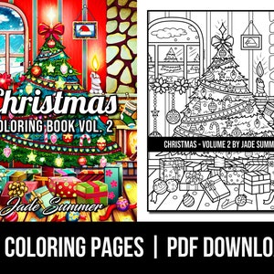 Coloring Pages: Christmas Coloring Book 2 Adult Coloring Book by Jade Summer 45 Digital Coloring Pages Printable PDF Download image 1