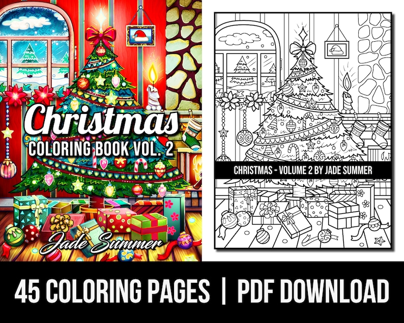 Coloring Pages: Christmas Coloring Book 2 Adult Coloring Book by Jade Summer 45 Digital Coloring Pages Printable PDF Download image 1