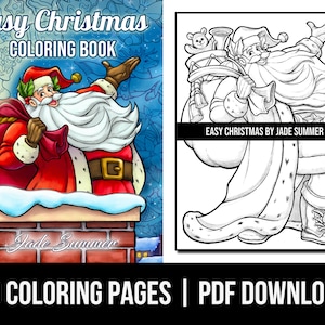 Coloring Pages: Easy Christmas Adult Coloring Book by Jade Summer | 50 Digital Coloring Pages (Printable, PDF Download)