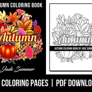 Coloring Pages: Autumn Adult Coloring Book by Jade Summer | 25 Digital Coloring Pages (Printable, PDF Download)