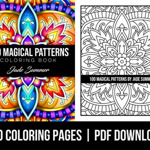 Mandala Coloring Pages: 100 Magical Patterns Adult Coloring Book by Jade Summer | 100 Digital Coloring Pages (Printable, PDF Download)