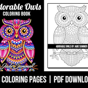 Animal Coloring Pages: Adorable Owls Adult Coloring Book by Jade Summer | 50 Digital Coloring Pages (Printable, PDF Download)