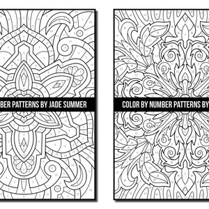 Color by Number Coloring Pages: Patterns Adult Coloring Book by Jade Summer 50 Digital Coloring Pages Printable, PDF Download image 6