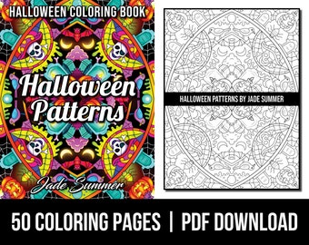 Coloring Pages: Halloween Patterns Adult Coloring Book by Jade Summer | 50 Digital Coloring Pages (Printable, PDF Download)