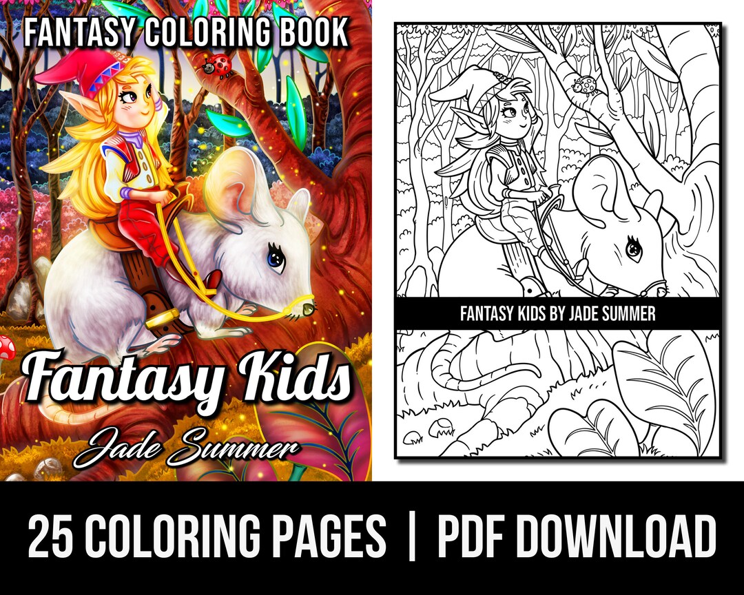Fantasy Coloring Pages: Fantasy Kids Adult Coloring Book by Jade Summer 25 Digital Coloring ...