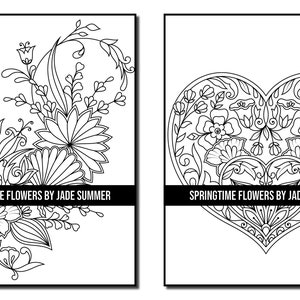 Flower Coloring Pages: Springtime Flowers Adult Coloring Book by Jade Summer 50 Digital Coloring Pages Printable, PDF Download image 6