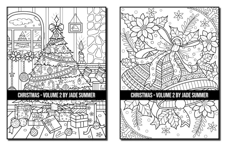 Coloring Pages: Christmas Coloring Book 2 Adult Coloring Book by Jade Summer 45 Digital Coloring Pages Printable PDF Download image 2