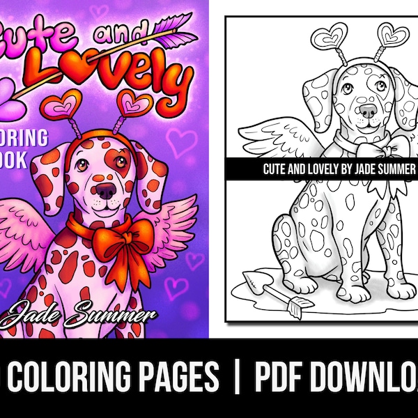 Love Coloring Pages: Cute and Lovely Adult Coloring Book by Jade Summer | 30 Digital Coloring Pages (Printable, PDF Download)