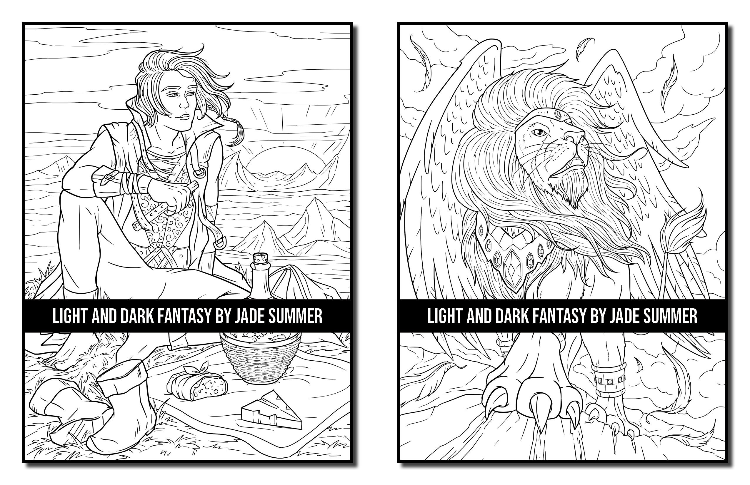 Fantasy Coloring Pages: Light and Dark Fantasy Adult Coloring - Etsy