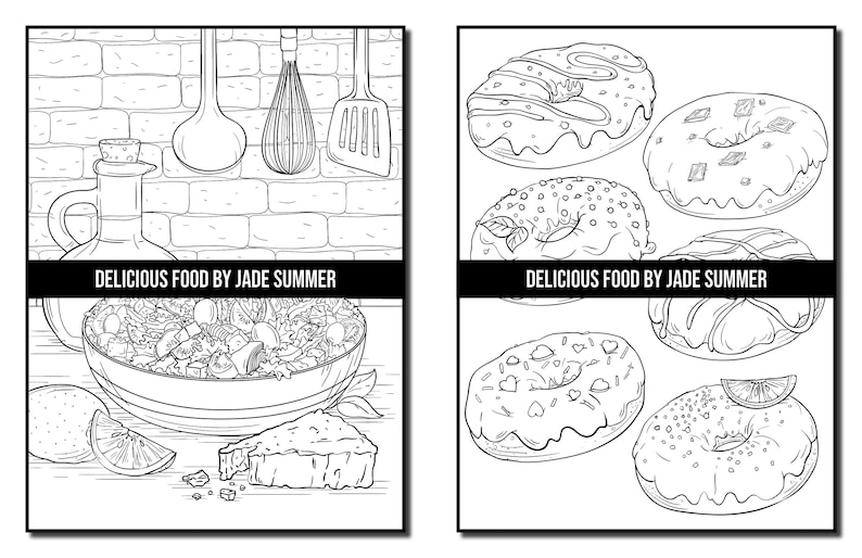 Food Coloring Pages: Delicious Food Adult Coloring Book by - Etsy