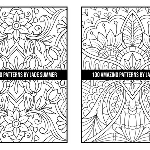 Mandala Coloring Pages: 100 Amazing Patterns Adult Coloring Book by Jade Summer 100 Digital Coloring Pages Printable, PDF Download image 10