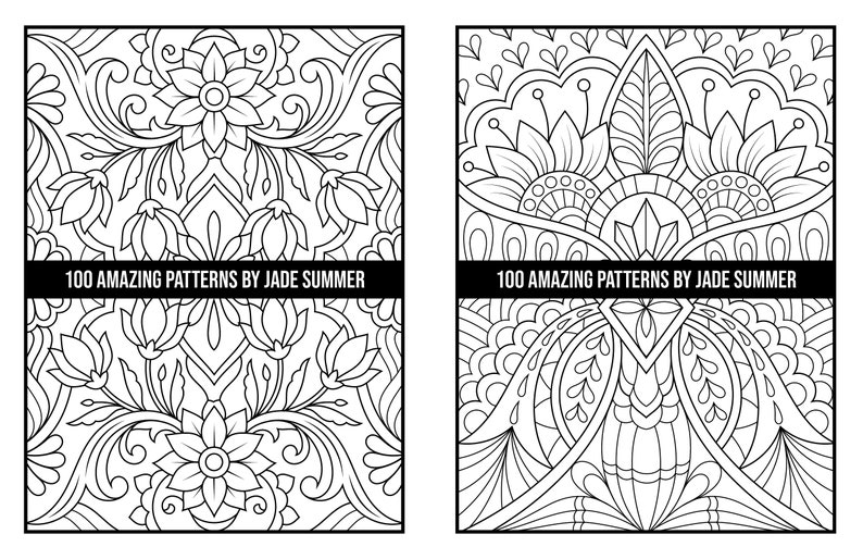 Mandala Coloring Pages: 100 Amazing Patterns Adult Coloring Book by Jade Summer 100 Digital Coloring Pages Printable, PDF Download image 10