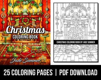 Coloring Pages: Christmas Adult Coloring Book by Jade Summer | 25 Digital Coloring Pages (Printable, PDF Download)