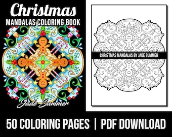 Coloring Pages: Christmas Mandalas Adult Coloring Book by Jade Summer | 50 Digital Coloring Pages (Printable, PDF Download)